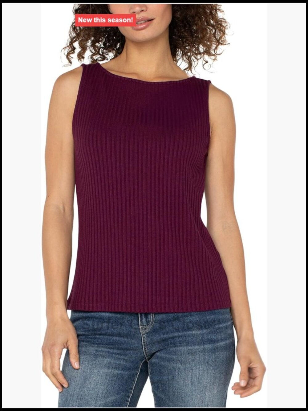 Sleeveless Boat Neck Rib Knit Top for Women - Soft Stretch